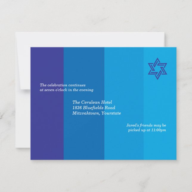 Invitación azul tonal de la recepción de Mitzvah (Anverso)