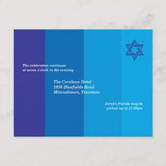 Invitación azul tonal de la recepción de Mitzvah