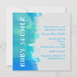 Invitación azul tropical acuarela para BABY SHOWER