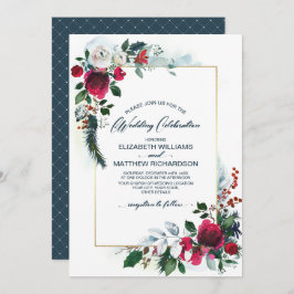 Invitación Azul turbio | Boda de Invierno en Bloom Rojo Borgo