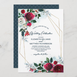 Invitación Azul turbio | Boda de Invierno en Bloom Rojo Borgo
