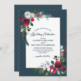 Invitación Azul turbio | Boda de Invierno en Bloom Rojo Borgo