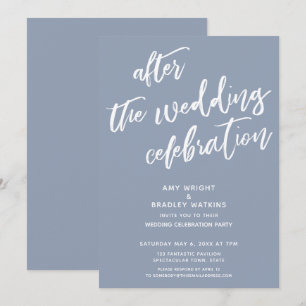 Invitación Azul turbio después de la celebración del Boda