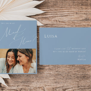 Invitación Azul turbio   Foto Maid of Honor Propuesta Card