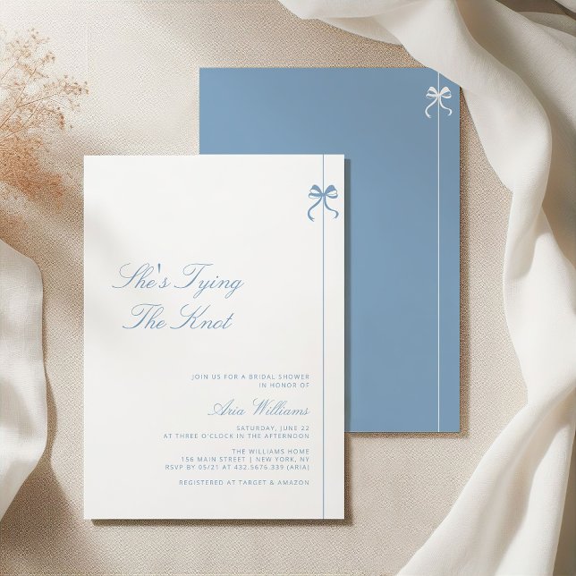Invitación Azul turbio que está atando la ducha de novias Kno (Subido por el creador)