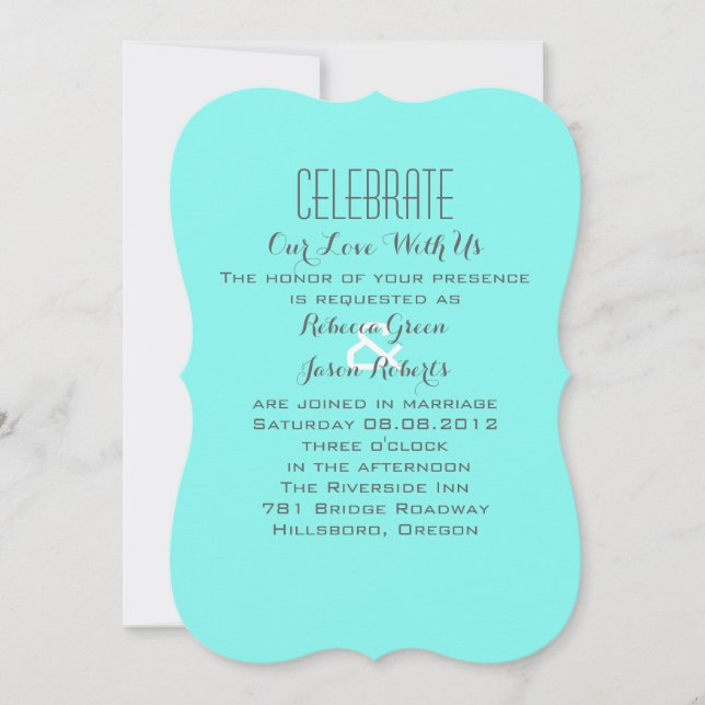Invitación azul turquesa aqua azul boda de huevo de petirrojo (Anverso)