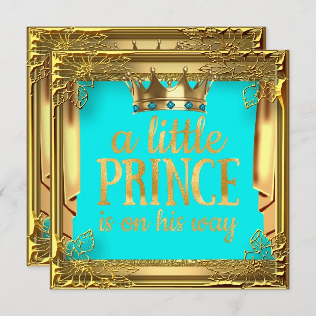 Invitación Azul turquesa de Baby Shower (Anverso / Reverso)