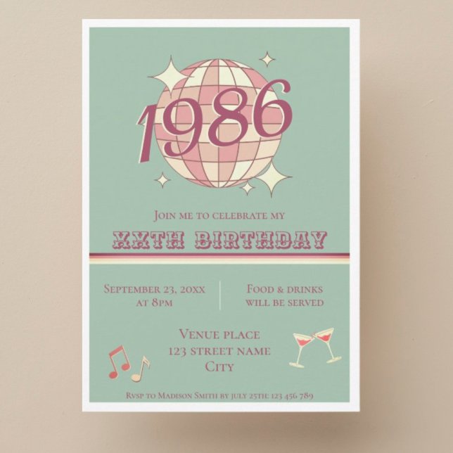 Invitación azul turquesa de cumpleaños número 40 v (Subido por el creador)