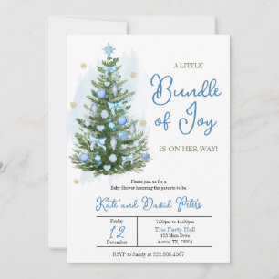 Invitación Azul un pequeño paquete de Navidades de la alegría