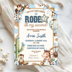 Invitación Azul vaquero no es su primer rodeo de bebé sprinkl