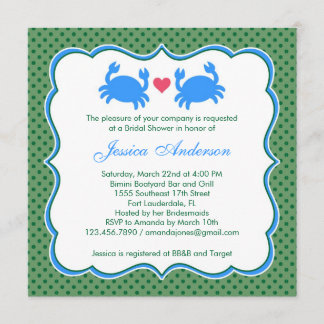Invitación azul/verde a la ducha nupcial náutica