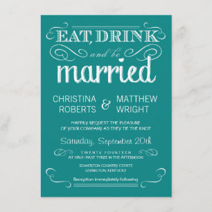 Invitación azul verde azulada de la boda de la