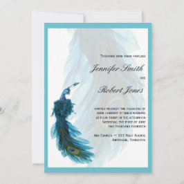 Invitación azul verde azulada de la boda del