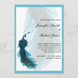 Invitación azul verde azulada de la boda del