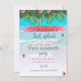 Invitación azul verde de soltera tropical de playa