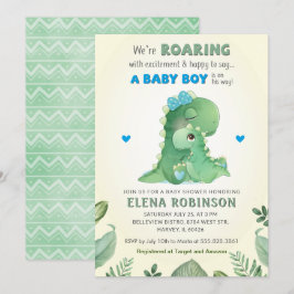 Invitación Azul Verde Wild Dinosaur Baby Shower Sprinkle