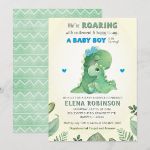 Invitación Azul Verde Wild Dinosaur Baby Shower Sprinkle