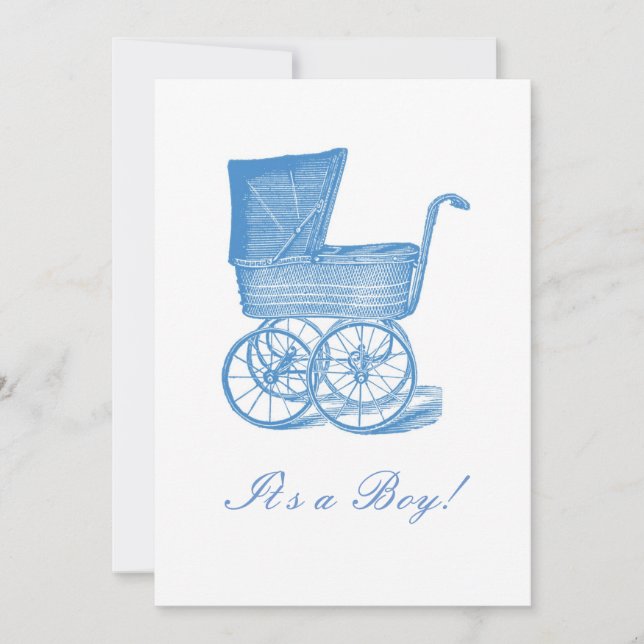 Invitación azul victoriana para bebés (Anverso)