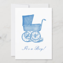 Invitación azul victoriana para bebés