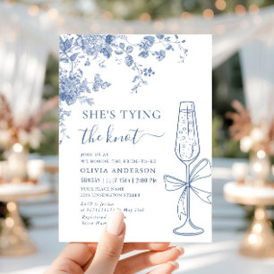Invitación Azul victoriano que está atando la DUCHA BRIDAL Kn