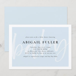 Invitación azul y blanca cepillada de Baby Shower