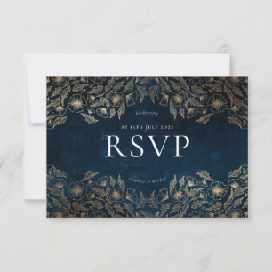 Invitación azul y blanca de las flores