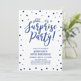 Invitación Azul y Blanco | Fiesta de Cumpleaños Sorpresa para
