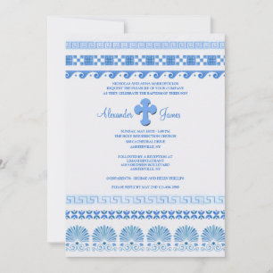 Invitación Azul y Blanco Griego