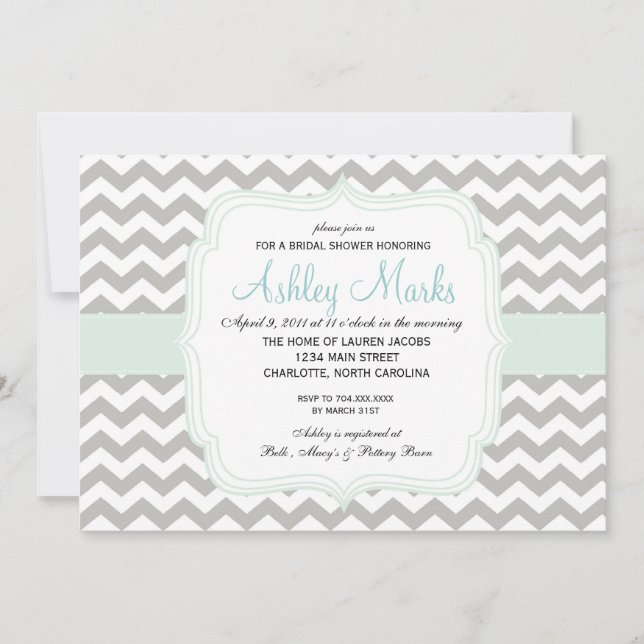 Invitación azul y gris de Lite de Chevron (Anverso)