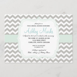 Invitación azul y gris de Lite de Chevron