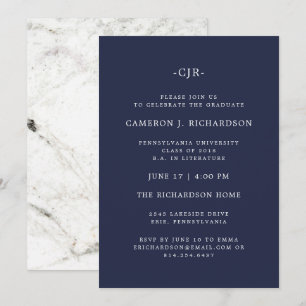 Invitación Azul y mármol de la marina clásica   Partido de Gr