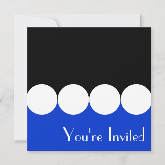 Invitación azul y negra del cumpleaños (Anverso)