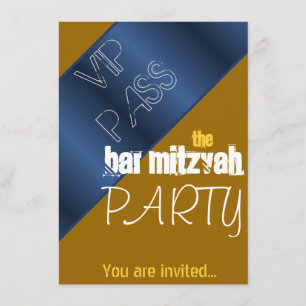 Invitación Azul y oro Bat Mitzvah Bar Mitzvah fiesta