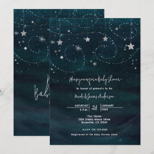 Invitación azul y plateada de noche estrellada par