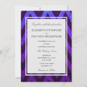 Invitación Azul y púrpura Chevron moderno