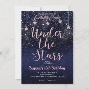 Invitación Azul y rosa bajo las estrellas Noche estrellada Du
