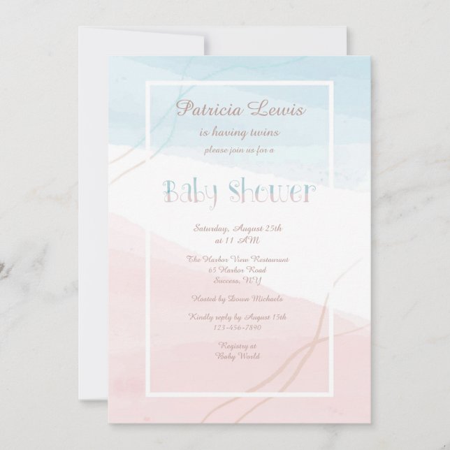 Invitación Azul y rosa moderno (Anverso)