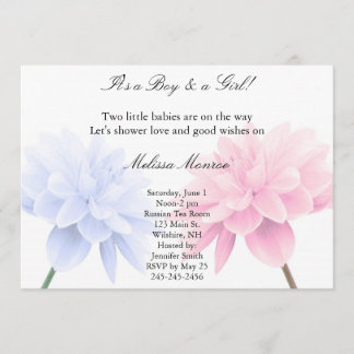 Invitación azul y rosada floral de la ducha de los