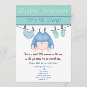 Invitación azul y verde de Baby Shower del
