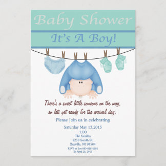 Invitación azul y verde de Baby Shower del