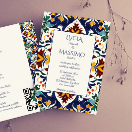 Invitación Azulejo azul Mediterráneo portugués todo en uno