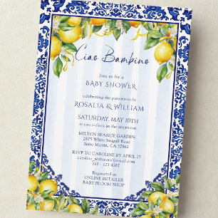 Invitación Azulejo Limón Ciao Bambino Niño Shower de Bebé