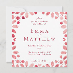 Invitación Azulejo Marroquí Geométrico Rojo Cuadrado Boda