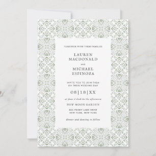 Invitación Azulejo Verde Cactus Bohemio Acuarela Desierto