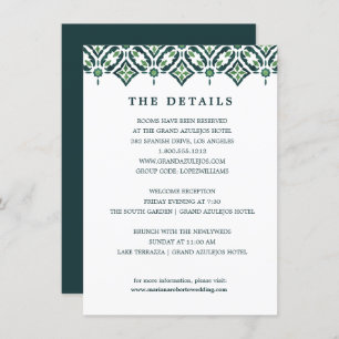 Invitación Azulejo verde   DETALLES DEL boda Tile Español