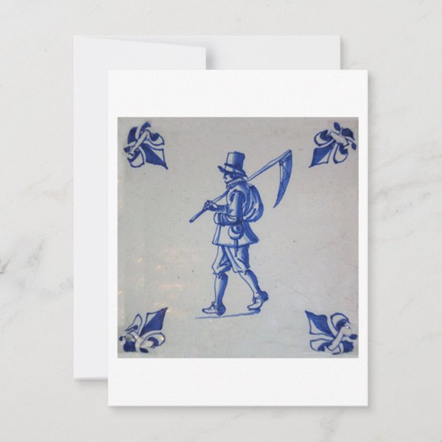Invitación Azulejos azules de Delft - Ducha que lleva el zigz (Anverso)