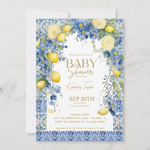 Invitación Azulejos Azules de Limón Italiano Baby Shower Ital