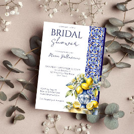 Invitación Azulejos azules italianos Amalfi ducha de novia