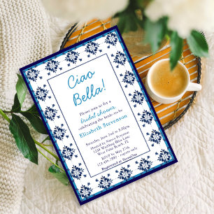 Invitación Azulejos Azules Italianos Ciao Bella Despedida de 
