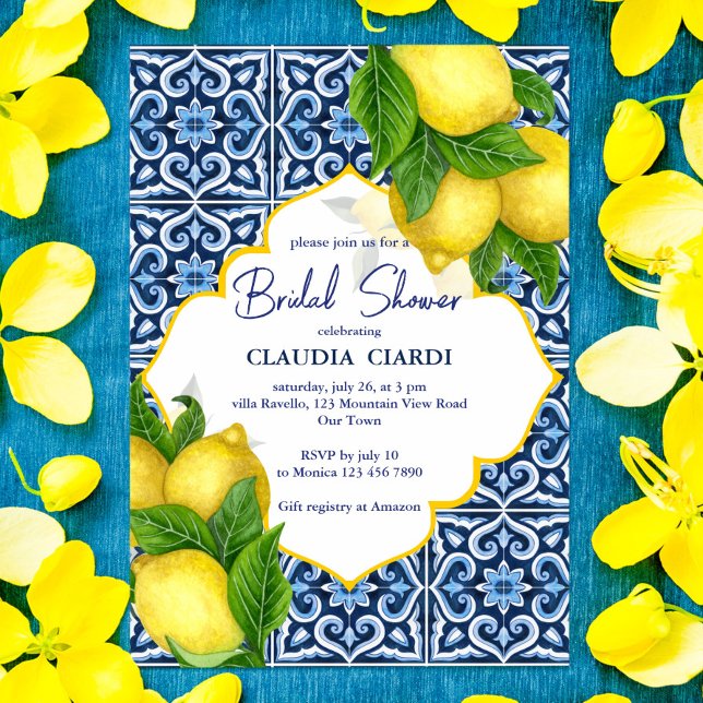 Invitación Azulejos azules limón Amalfi Positano ducha de nov (Subido por el creador)